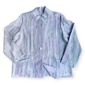 NWT Fridaze Linen Button Jacket Top Size XL Blue Purple Lagen Look Artisan NEW